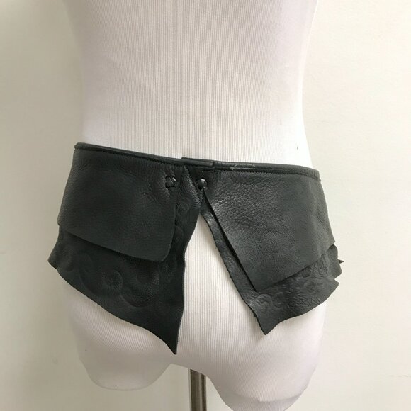HANDMADE Kid Leather layered CORSET BELT 32x6 M L boho hippie - Picture 2 of 12